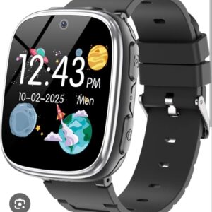 Kids Smart Watch Girls Boys - Smart Watch for Kids Game Watch Gifts for 4-12 Years Old with 26 Games Camera Alarm Video Music Player Pedometer Flashlight Birthday Gift for Boys Girls (5 Black)